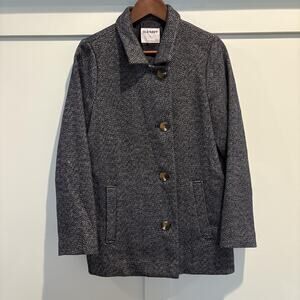 Old‎ Navy Car Coat Women Small Navy Blue Herringbone Wool Blend Preppy Academia
